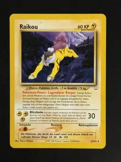 Raikou Pokemon Neo Revelation #22/64 Non-Holo Rare Unlimited LP German WOTC TCG - Image 1