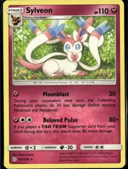 Sylveon Rare SM Cosmic Eclipse 155/236 Fairy Normal Pokemon Card - Image 1