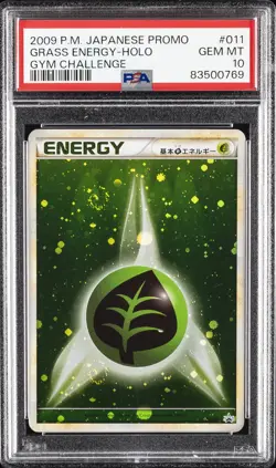 2009 POKEMON JPN PROMO GYM CHALLENGE #011 GRASS ENERGY-HOLO PSA 10 - Image 1