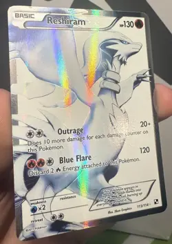 Pokemon TCG Reshiram Black and White Holo Card 113/114 2011 Full Art Edition - Image 1