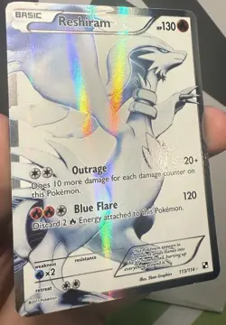 Pokemon TCG Reshiram Black and White Holo Card 113/114 2011 Full Art Edition - Image 2