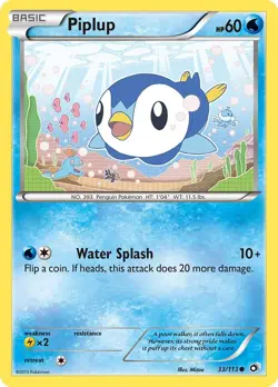 Piplup 33/113 Common Legendary Treasures Pokemon Card - Image 1