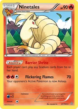 Ninetales 21/160 Rare Reverse Holo XY - Primal Clash Pokemon Card - Image 1