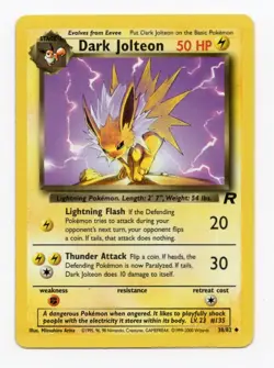 Dark Jolteon 38/82 Team Rocket Pokemon Card NM - LP WotC - Image 1
