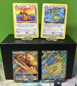 4 card LOT MP LP NM NM 19/62 Dark Dragonite 22/82 Dragonite GX 152/236 V 076/078 - Image 1