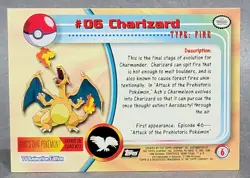 1999 Topps Pokemon TV Animation Series 1 Black Logo #6 Charizard - Image 2