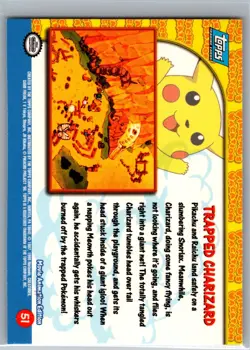 1999 Pokemon TOPPS Movie Edition BLUE Logo # 51 TRAPPED CHARIZARD - Image 2