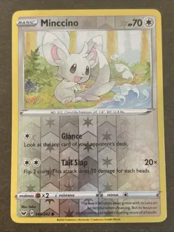 Minccino 145/202 Reverse Holo Sword & Shield Base Set Pokemon TCG LP - Image 1