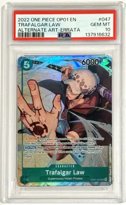 2022 One Piece Trafalgar Law OP01-047 Alternate Art Errata PSA 10 GM English - Image 1