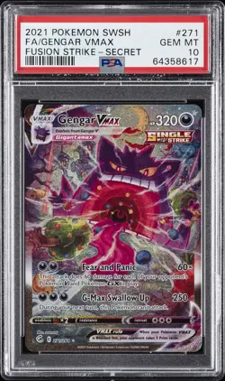 2021 POKEMON SWORD & SHIELD FUSION STRIKE SECRET FULL ART/GENGAR VMAX PSA 10 - Image 1