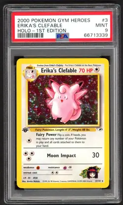 Pokemon Cards - PSA 9 1st Editions Erika's Clefable 3/132 - Gym Heroes - MINT - Image 1