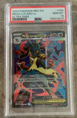 PSA 10 Pokemon TCG Mega Lucario EX Full Art Card 160/132 Mega Evolution - Image 1