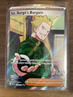 Pokemon TCG Mega Evolution Lt. Surge's Bargain Full Art Trainer 170/132 Card - Image 1