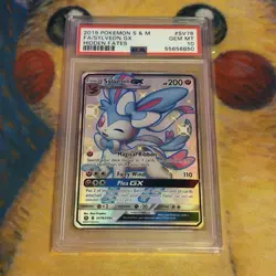 2019 POKEMON SUN & MOON HIDDEN FATES #SV76 FULL ART/SYLVEON GX PSA 10 - Image 1
