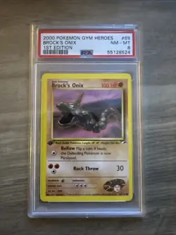 Pokemon 2000 Gym Heroes 1st Edition Brock's Onix Psa 8 - Image 1