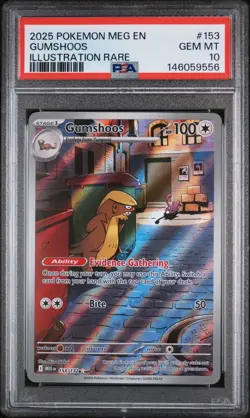 2025 POKEMON MEG EN-MEGA EVOLUTION ILLUSTRATION RARE #153 GUMSHOOS PSA 10 - Image 1