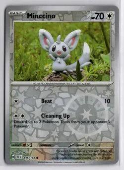 Pokemon Temporal Forces Minccino 136/162 Common Reverse Holo - Image 1