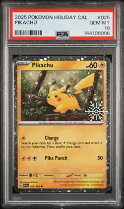 2025 POKEMON HOLIDAY CALENDAR #025 PIKACHU PSA 10 - Image 1