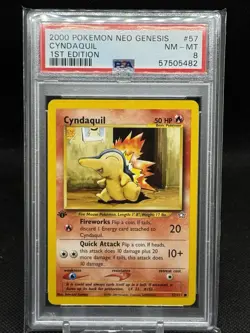 2000 POKEMON NEO GENESIS 1ST EDITION #57 CYNDAQUIL PSA 8 - Image 1