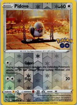 Pidove 061/078 Common Pokemon GO Pokemon Reverse Holo Near Mint - Image 1