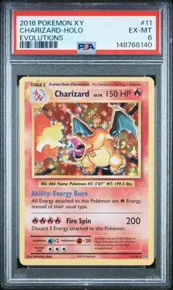 2016 POKEMON XY EVOLUTIONS #11 CHARIZARD-HOLO EVOLUTIONS PSA 6 - Image 1