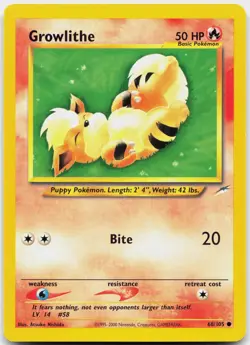 Growlithe 68/105 Common Neo Destiny Pokemon Lightly Played - Image 1
