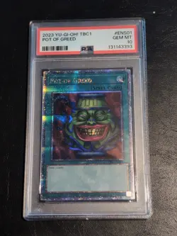 Yu-Gi-Oh! QUARTER CENTURY RARE POT OF GREED TBC1-ENS01 2023 PSA 10 GEM MT - Image 1