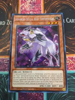 Yugioh Advanced Crystal Beast Amethyst Cat BLCR-EN011 Secret Rare 1st Edition NM - Image 1