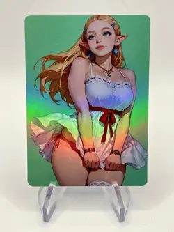 Zelda Sexy Dress Rainbow Holo Full Art Waifu Pokemon Card - Image 2