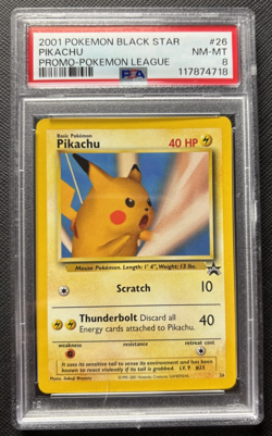 Snap Pikachu Black Star Promo 26 2001 Pokemon League 2001 PSA 8 - Image 1
