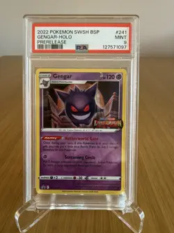 GENGAR-HOLO PRERELEASE POKEMON SWSH BLACK STAR PROMO 2022 241 PSA 9 - Image 1
