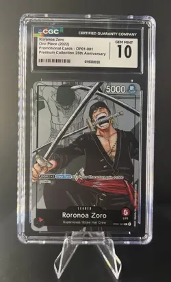 Roronoa Zoro OP01-001 PREMIUM CARD COLLECTION 25TH EDITION CGC 10 - Image 1