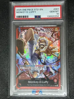 2025 One Piece TCG English ST 21-001 Monkey D Luffy PSA 10 Gem Mt - Image 1