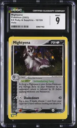 CGC 9 MINT Mightyena 2003 EX Ruby & Sapphire 10/109 Holo Pokemon Card - Image 1