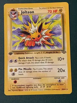 Jolteon Pokemon Card 20/64 Jungle 1st Edition 70 HP Rare Regular Wizards 1999 - Image 1