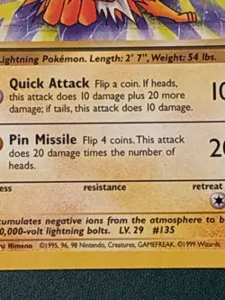 Jolteon Pokemon Card 20/64 Jungle 1st Edition 70 HP Rare Regular Wizards 1999 - Image 4