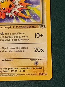 Jolteon Pokemon Card 20/64 Jungle 1st Edition 70 HP Rare Regular Wizards 1999 - Image 5