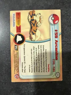 Topps Pokemon Card #59 Arcanine Black Logo - Image 2