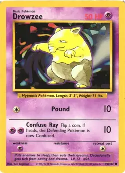 Drowzee 49/102 Base Set Common 1999 Pokemon Game Card WOTC - Image 1
