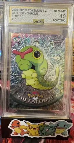 CATERPIE #10 Holo Foil Topps Chrome TV Animation Edition Pokemon Card - Image 1