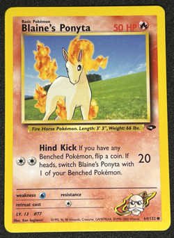 Blaine's Ponyta 64/132 WOTC Gym Challenge Non-Holo Common Pokemon Card LP - Image 1