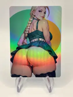 Cammy Street Fighter Rainbow Holo Full Art Custom Waifu Pokemon Card - Image 2