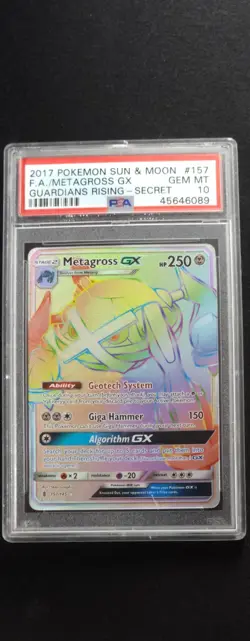 2017 Pokemon: METAGROSS GX 157/145 Rainbow Secret Guardians Rising Gem PSA 10 💎 - Image 1