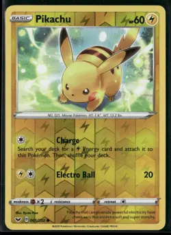 Pikachu 065/202 Reverse Holo - Pokemon TCG SWSH01: Sword & Shield Base Set - Image 1