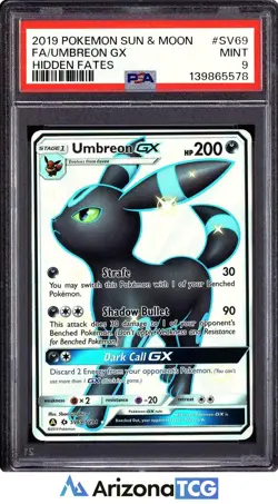 Pokemon 2019 Umbreon GX SV69/SV94 Full Art Shiny Vault Hidden Fates PSA 9 - Image 1