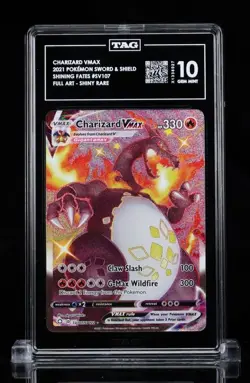 2021 Pokemon Sword & Shield Shining Fates Charizard VMAX #SV107 FA Shiny Tag 10 - Image 1