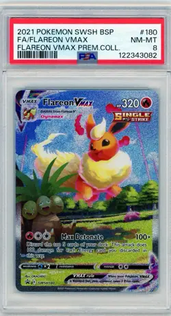 2019 Pokemon Sword Shield Black Star Promos Flareon Vmax SWSH180 PSA 8 - Image 1