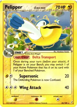 Pokemon TCG Pelipper Delta Species 26/100 Crystal Guardians Rare LP - Image 1