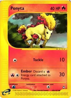 Pokemon TCG Ponyta Aquapolis 102/147 Regular Unlimited Common VLP - Image 1