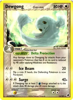 Pokemon TCG Dewgong (Delta Species) 15/101 Dragon Frontiers Regular LP - Image 1